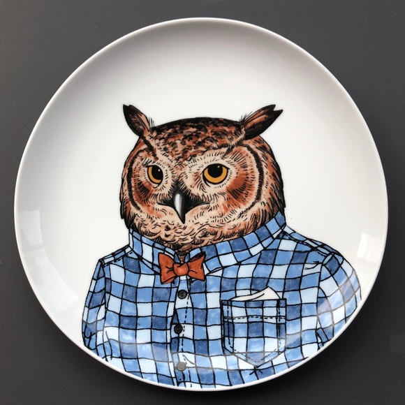 Rachel Kozlowski x West Elm Owl Salad Plate - MEASUREMENTS IN LISTING - Picture 1 of 2